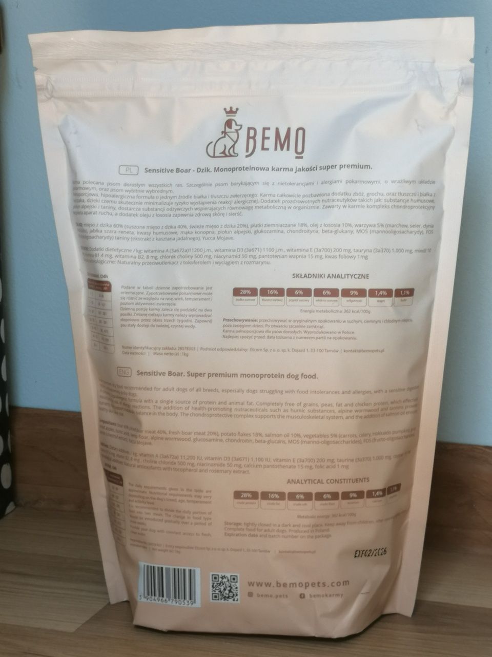 Bemo Sensitive Boar M/L karma dla psa z dzikiem 2 kg / darmowa dostawa