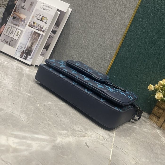 LOUIS VUITTON TRIO 3в1 3v1 messenger сумка мужская кожаная синяя