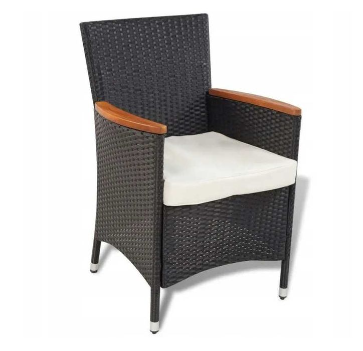 Krzesła ogrodowe VidaXL technorattan EXCLUSIVE czarny, drewno