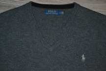 POLO RALPH LAUREN Merino Wool Sweter Męski L Wełna Jak Nowy Szary