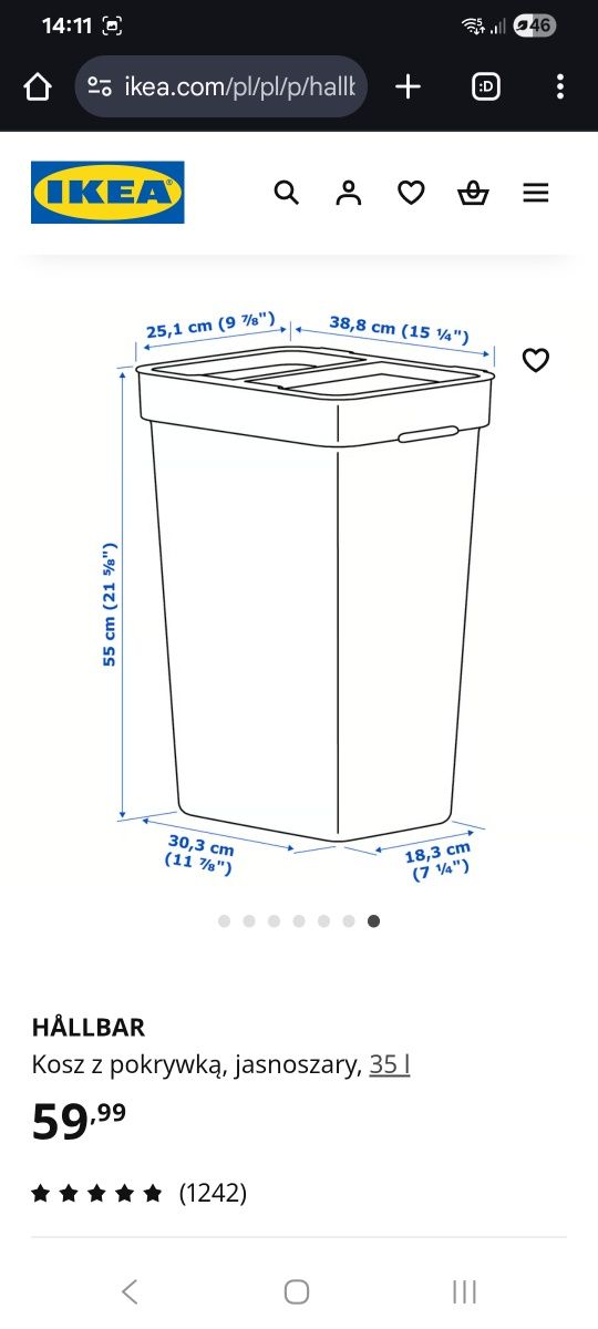 2x HÅLLBAR Kosz z pokrywką, pojemnik, 35 L, IKEA 
Mały ogród balkono