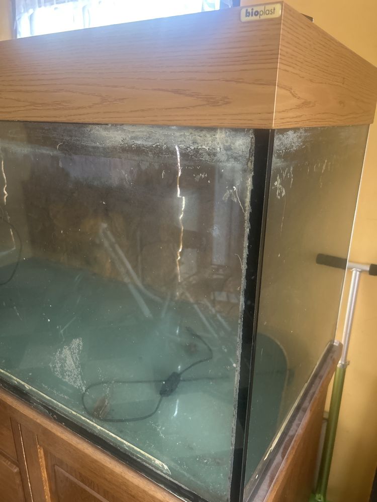 Akwarium 800 l z dębową szafką pod wymiar i osprzętem.