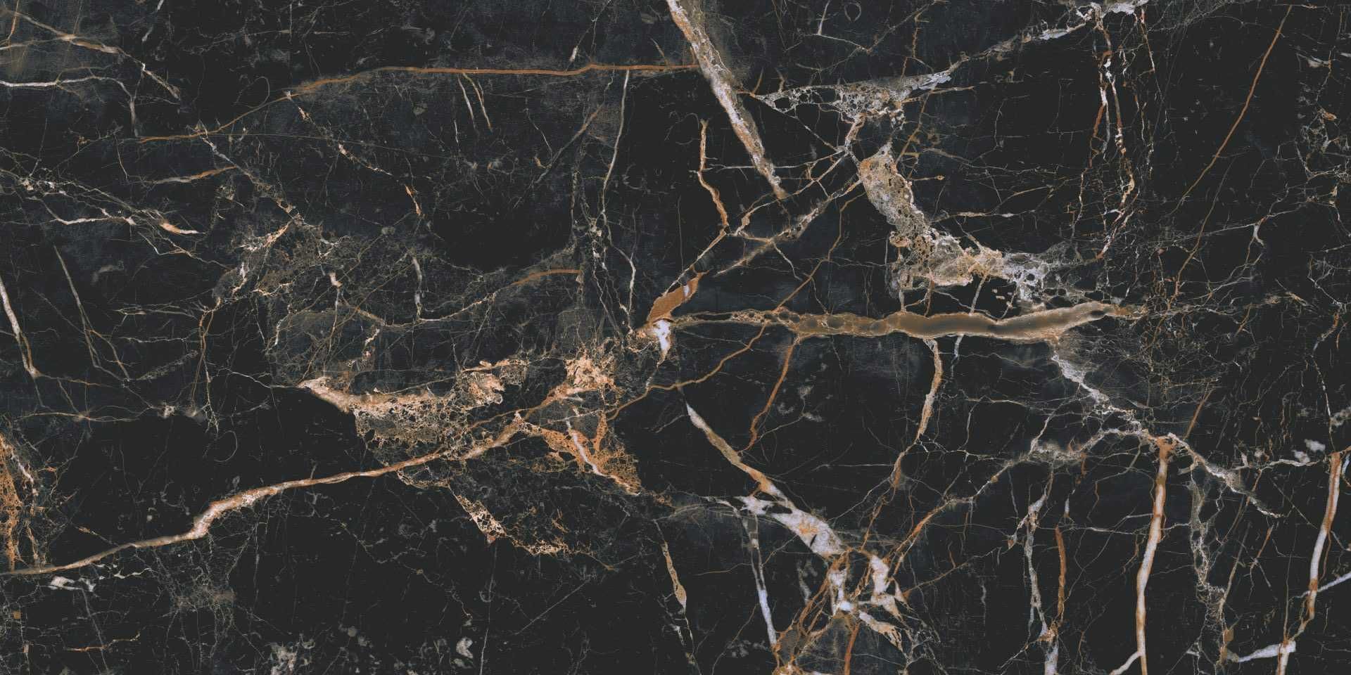 Płyta 120x280 czarny marmur polerowany | Gres połysk luksusowy glamour