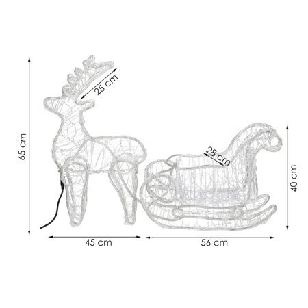 Renifer Led 150 cm świąteczny z saniami świetlna dekoracja