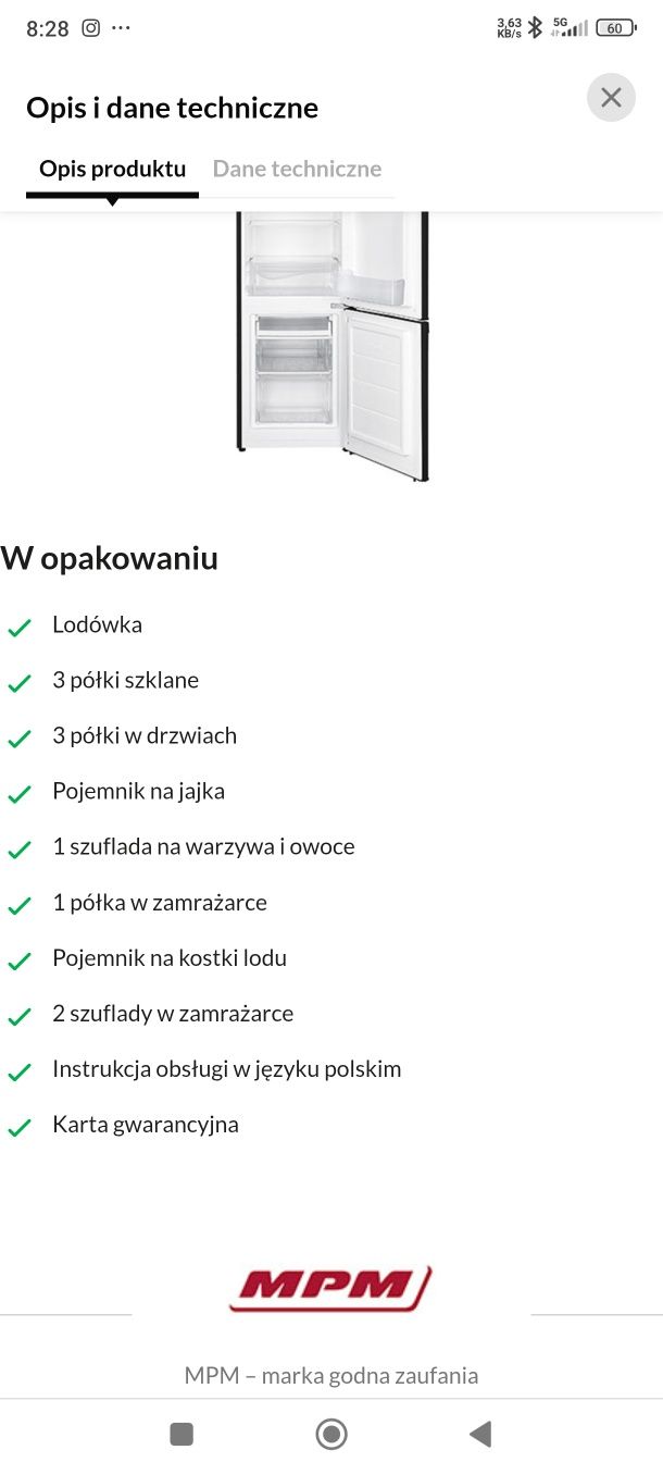 Lodówka mpm.czarna .