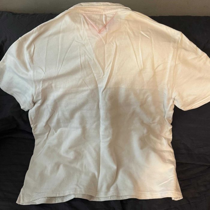 Tommy Jeans Biała koszulka w paski z logo 100% bawełna Okazja! Opis!