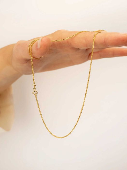 Złoty łańcuszek splot spiga (lisi ogon) 1mm 45cm próba 585