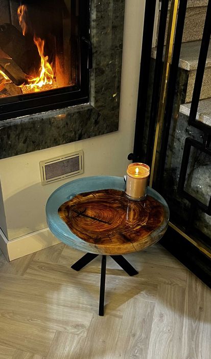 Stolik kawowy okrągły z żywicą