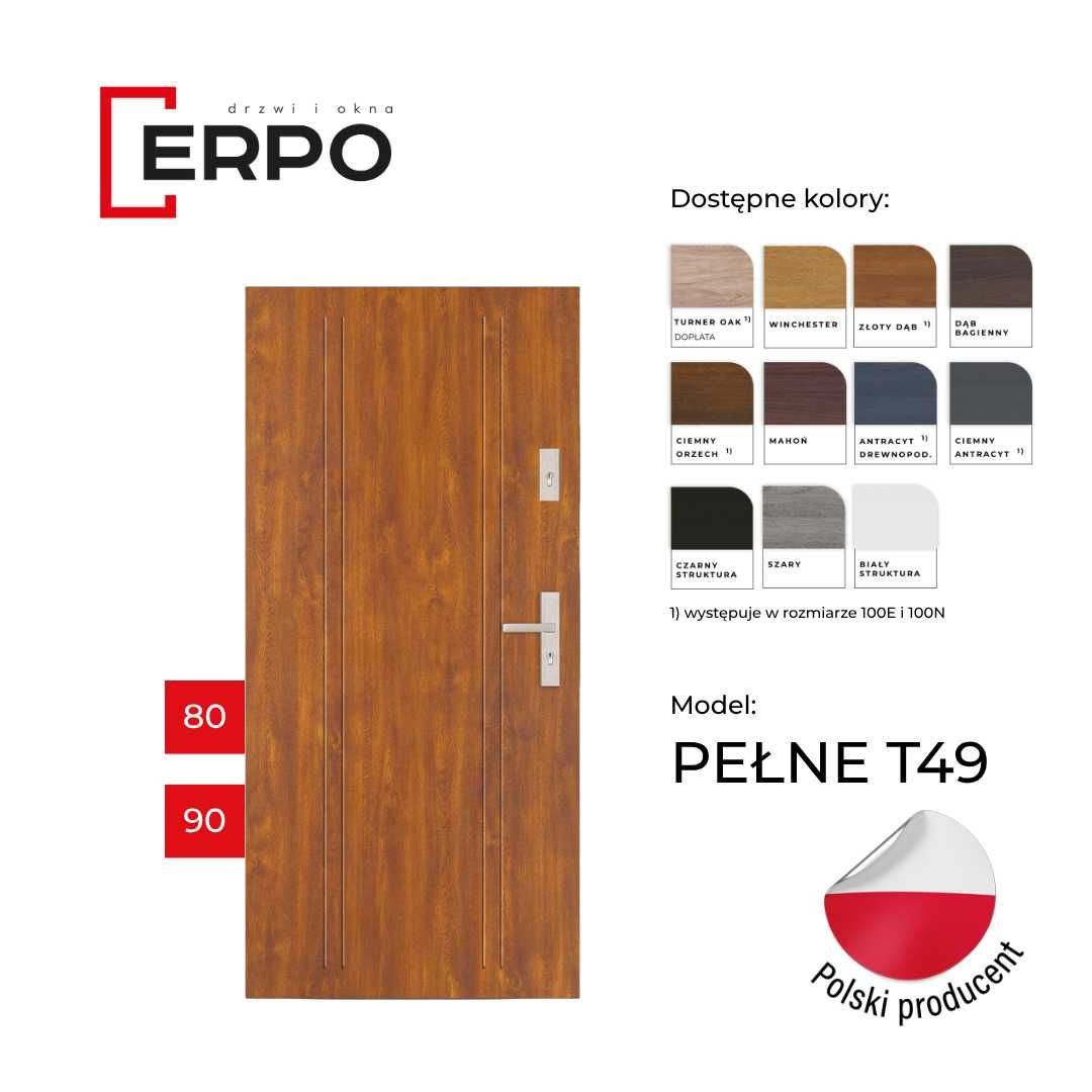 Drzwi wejściowe 80,90 lewe lub prawe ocieplone gr.72mm