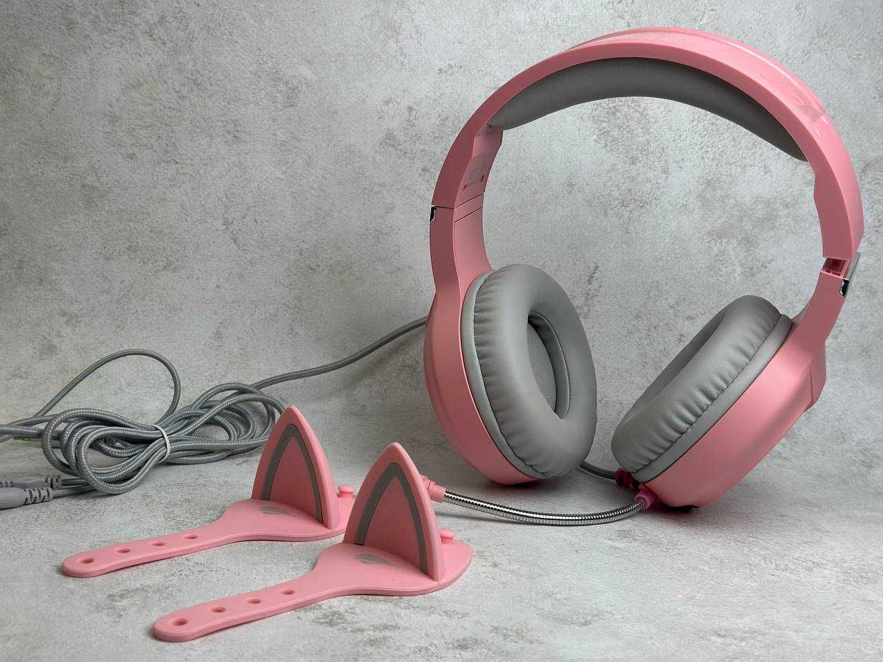 Ігрові навушники з мікрофоном HAVIT HV-H2233d Cat Pink Купити