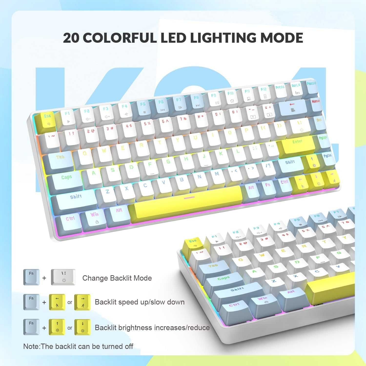 Klawiatura mechaniczna RK84 ,podświetlana Led