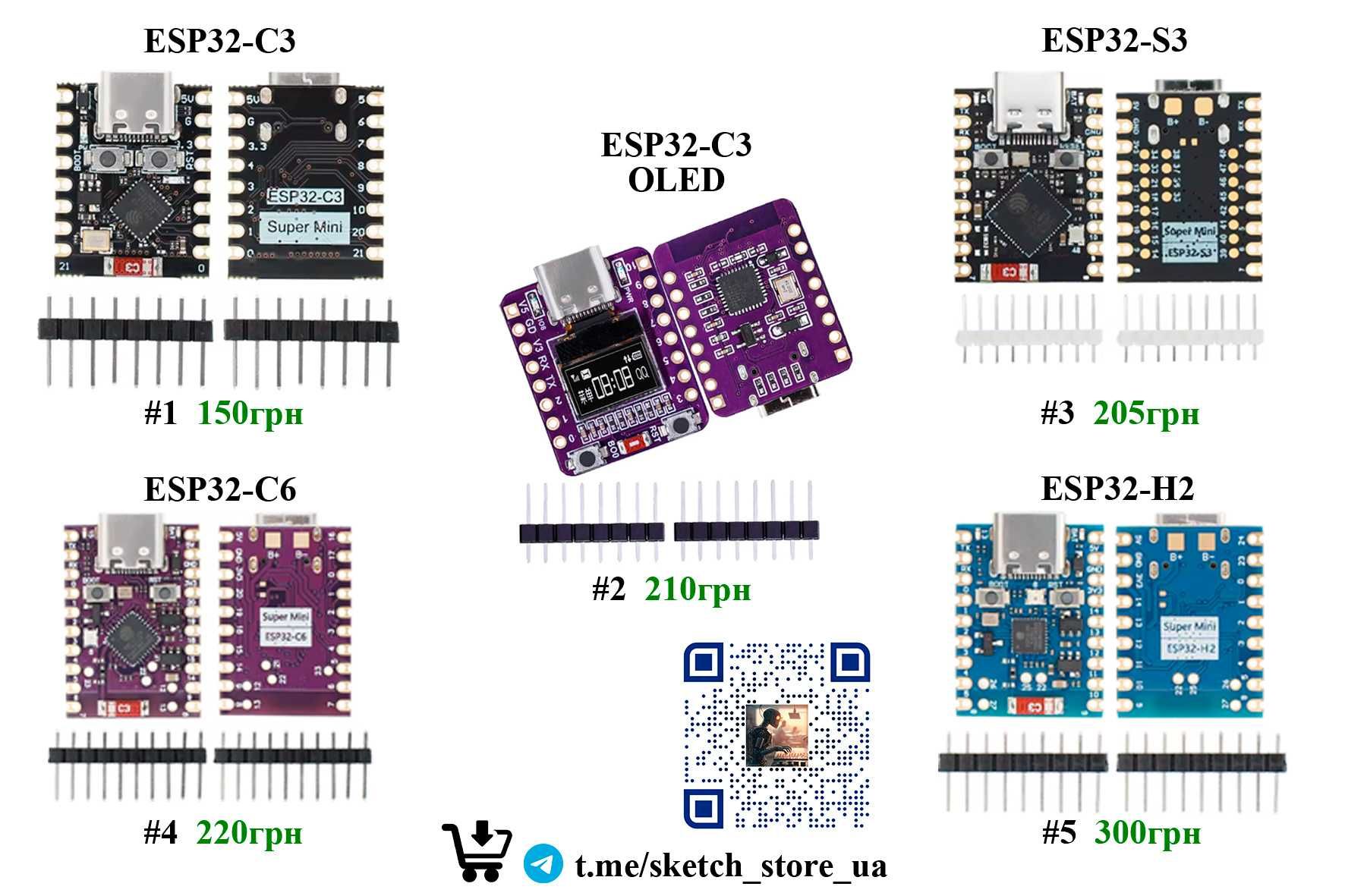 Модуль ESP32-C3, C3 OLED 0.42, S3 Super Mini Wi-Fi  + Bluetooth