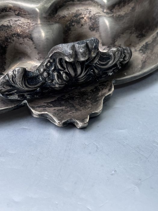 Duża taca platerowana Goldfeder Silver Birmingham na stopkach B052522