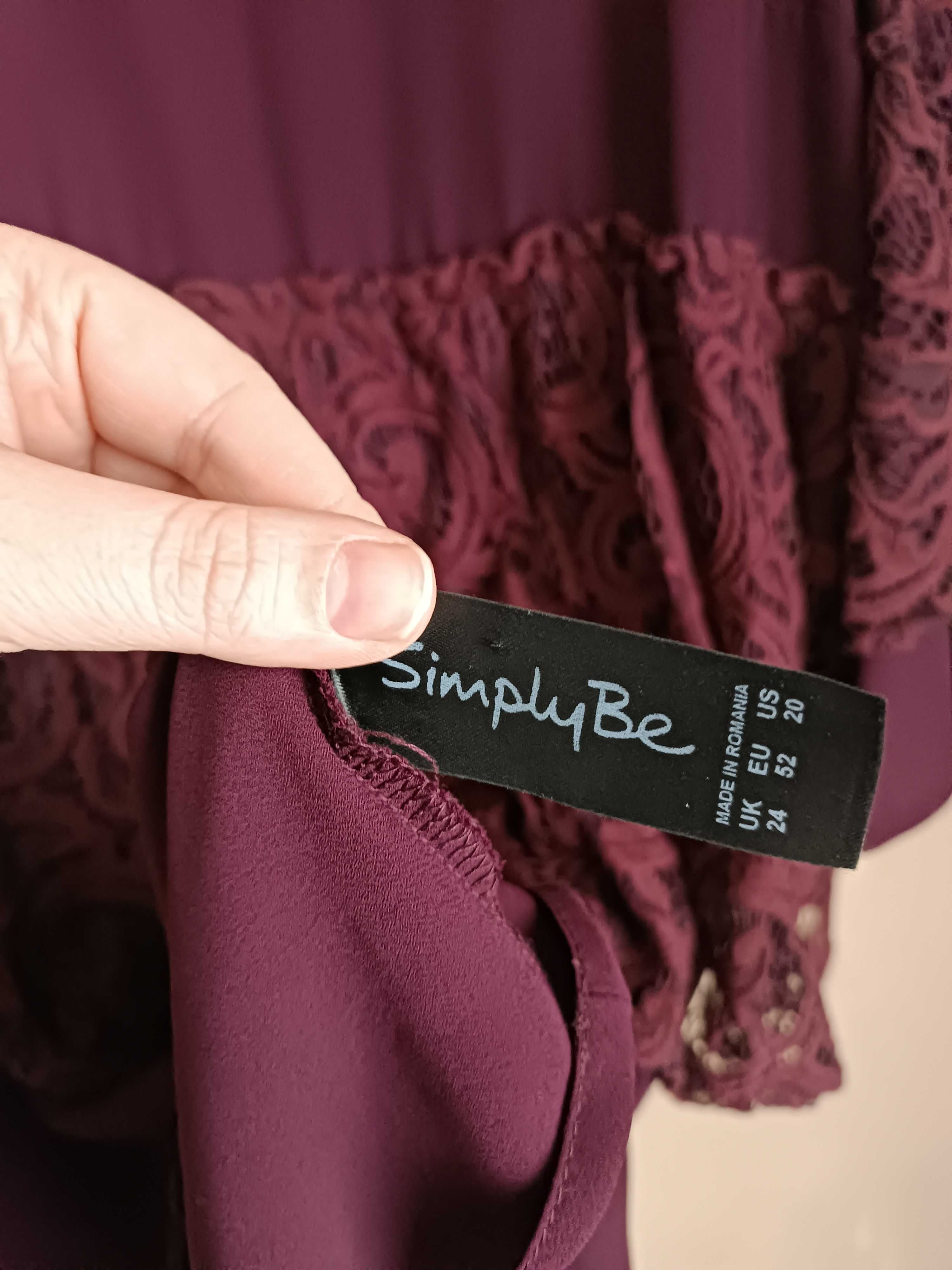 Fioletowa sukienka z koronką 52 Simply Be