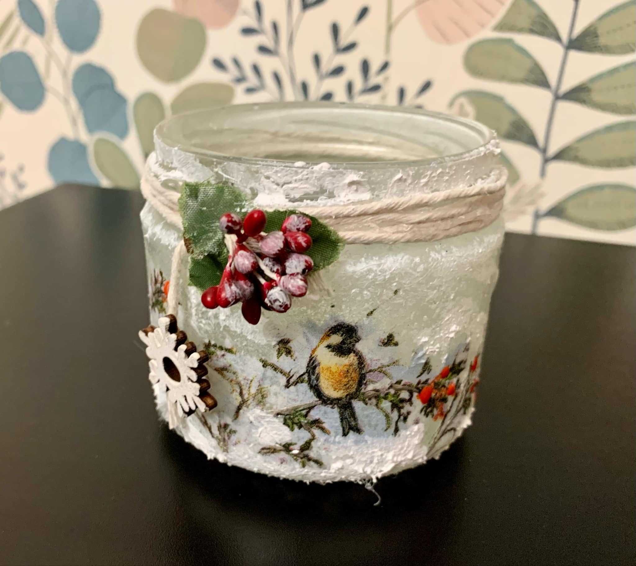 Świecznik-lampion Decoupage