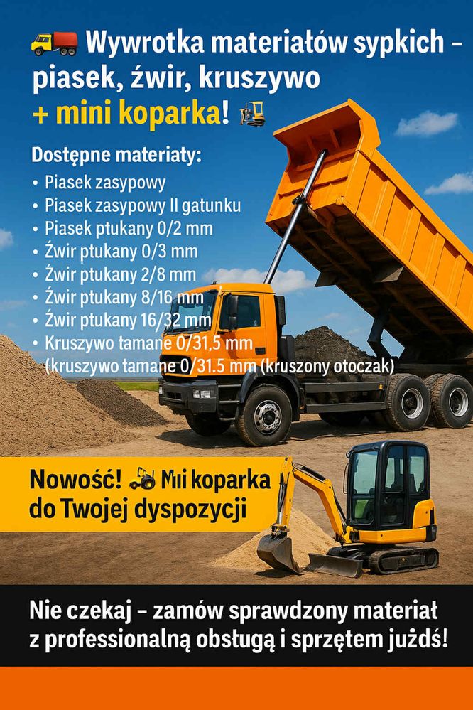 Wywrotka transport piasek czarnoziem kruszywa żwir