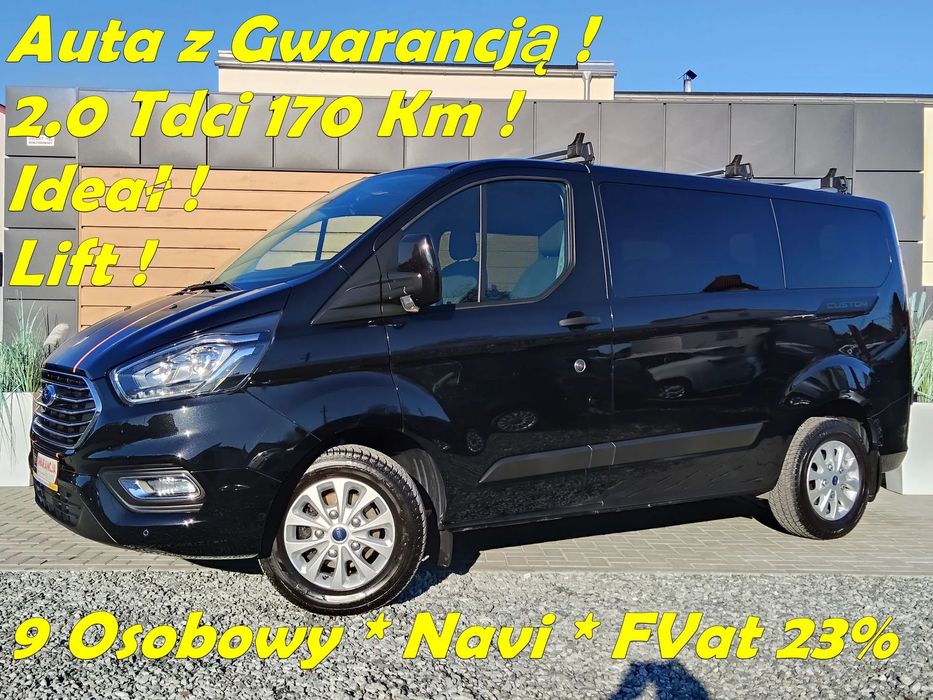 Ford Transit Custom 2.0Tdci170Km*9 Osobowy*Lift*Led*Relingi*Navi*Alu*Pdc*FVat23%*Gwarancja