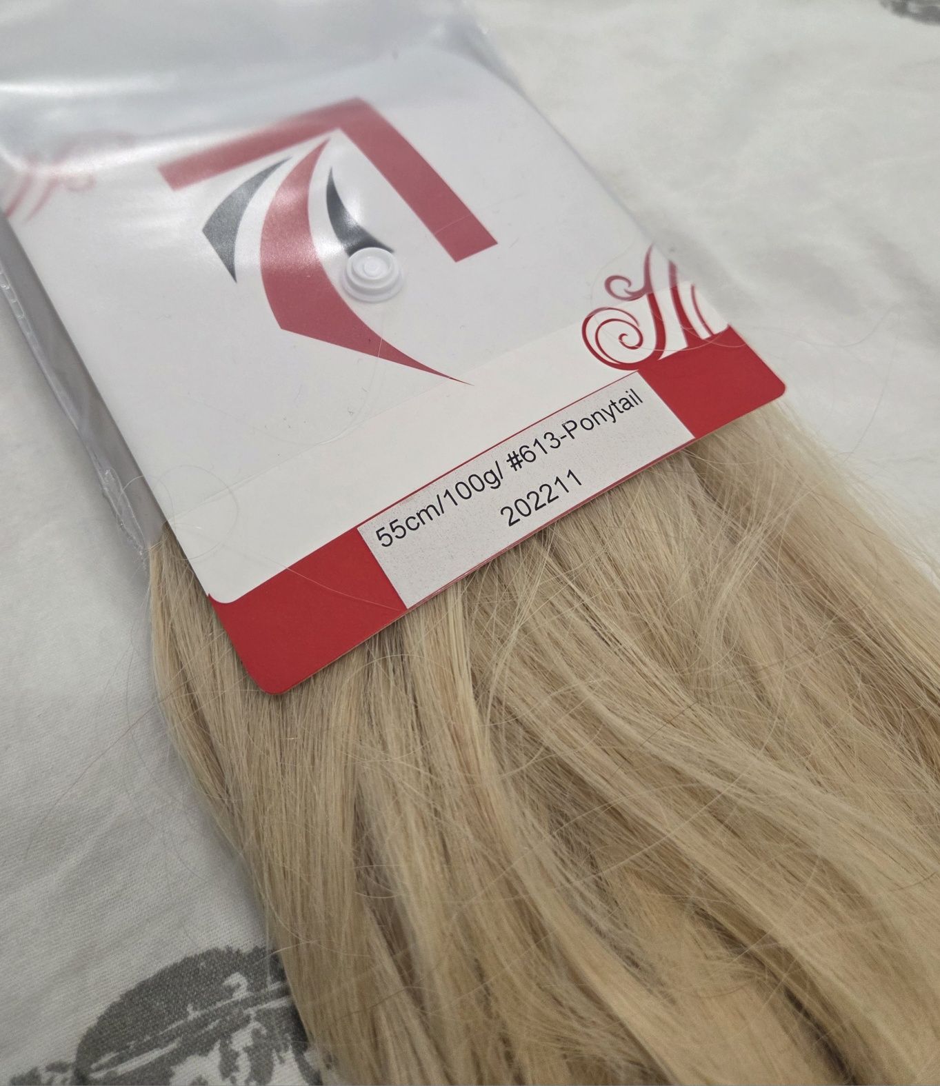 Doczepiany kucyk 55cm,  jasny blond