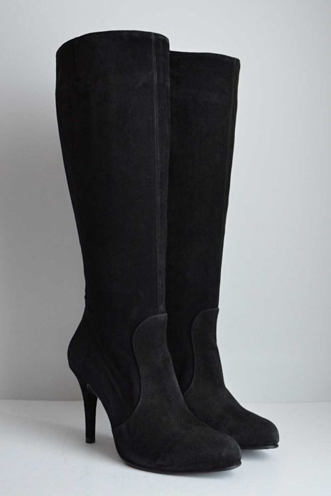 Kozaki DUO SZERSZA cholewka 41cm naturalny zamsz szpilki 39