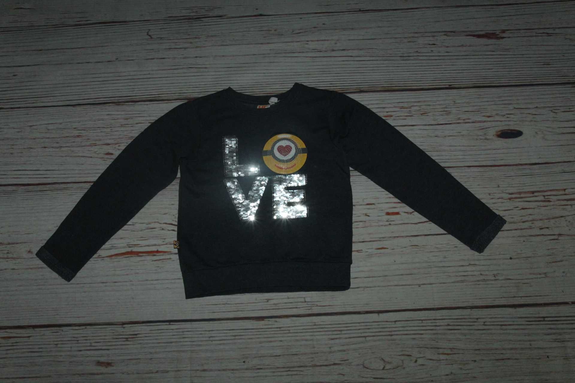 (205) Bluza r. 134 Minionki granatowa szara nierozpinana cekiny