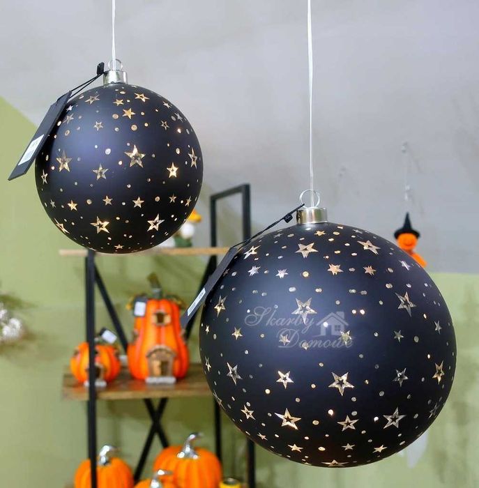Szklana Kula Led Czarna Gwiazdki baterie zjawiskowa dekoracja święta