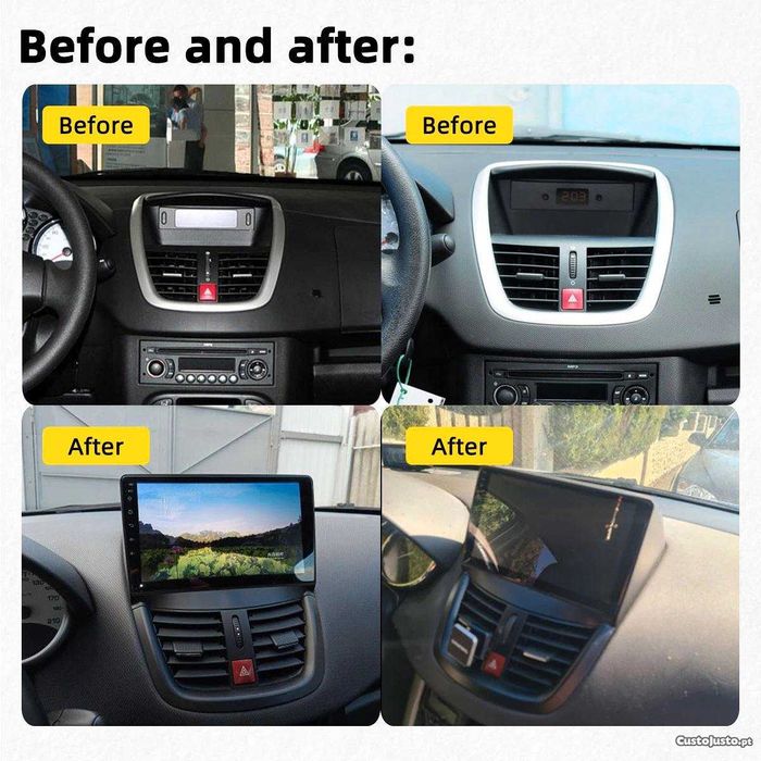 Auto-rádio 9" android 14 Peugeot 207 207 CC 2006 a 2015