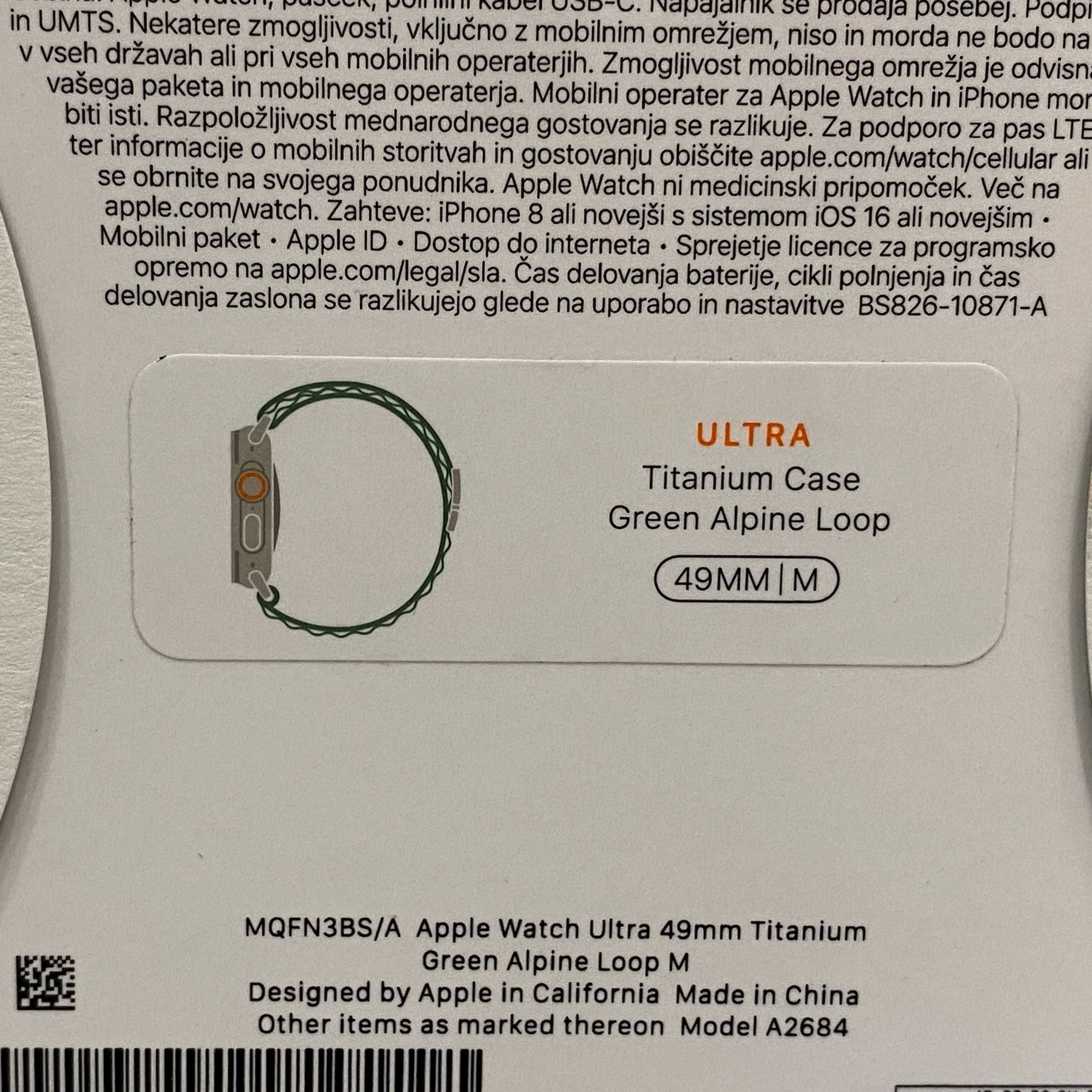 Apple Watch Ultra (Titanium) - 49mm - Green Alpine Loop - SELADO