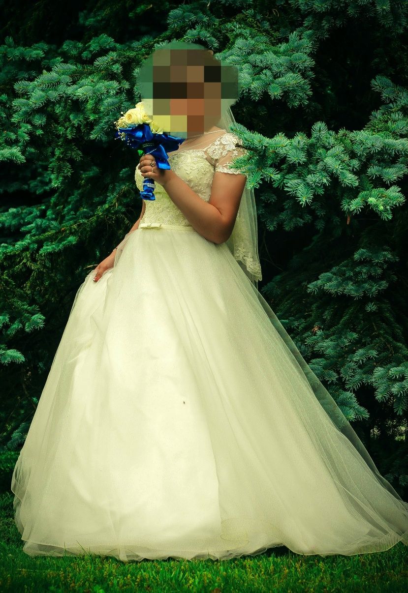 Весільна сукня, свадебное платье (фата, круги, туфлі 37 розміру)