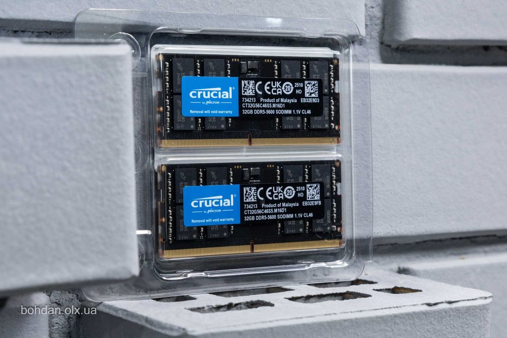 Crucial 64GB Kit (32GBx2) DDR5-5600 SODIMM (CT2K32G56C46S5)