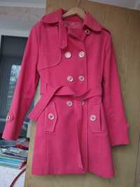 Дитяче жіноче пальто  на поясі рожеве, зріст ≈146
