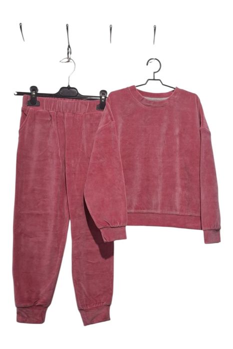 Różowy Dres Welurowy (Komplet: Bluza + Spodnie) R-KID Rozmiar 128