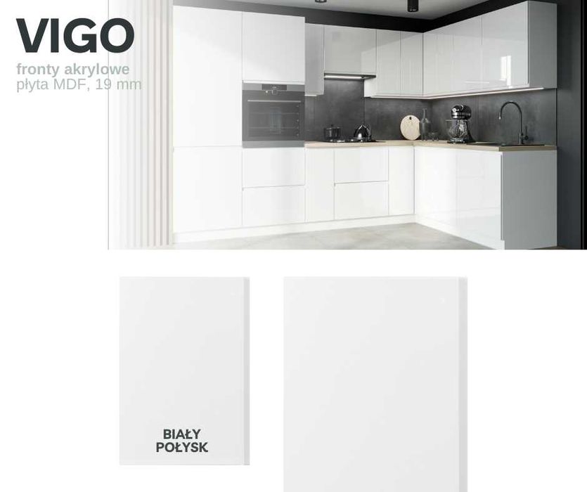Kuchnia VIGO meble, szafki kuchenne AKRYL połysk TRANSPORT wycena [DW]