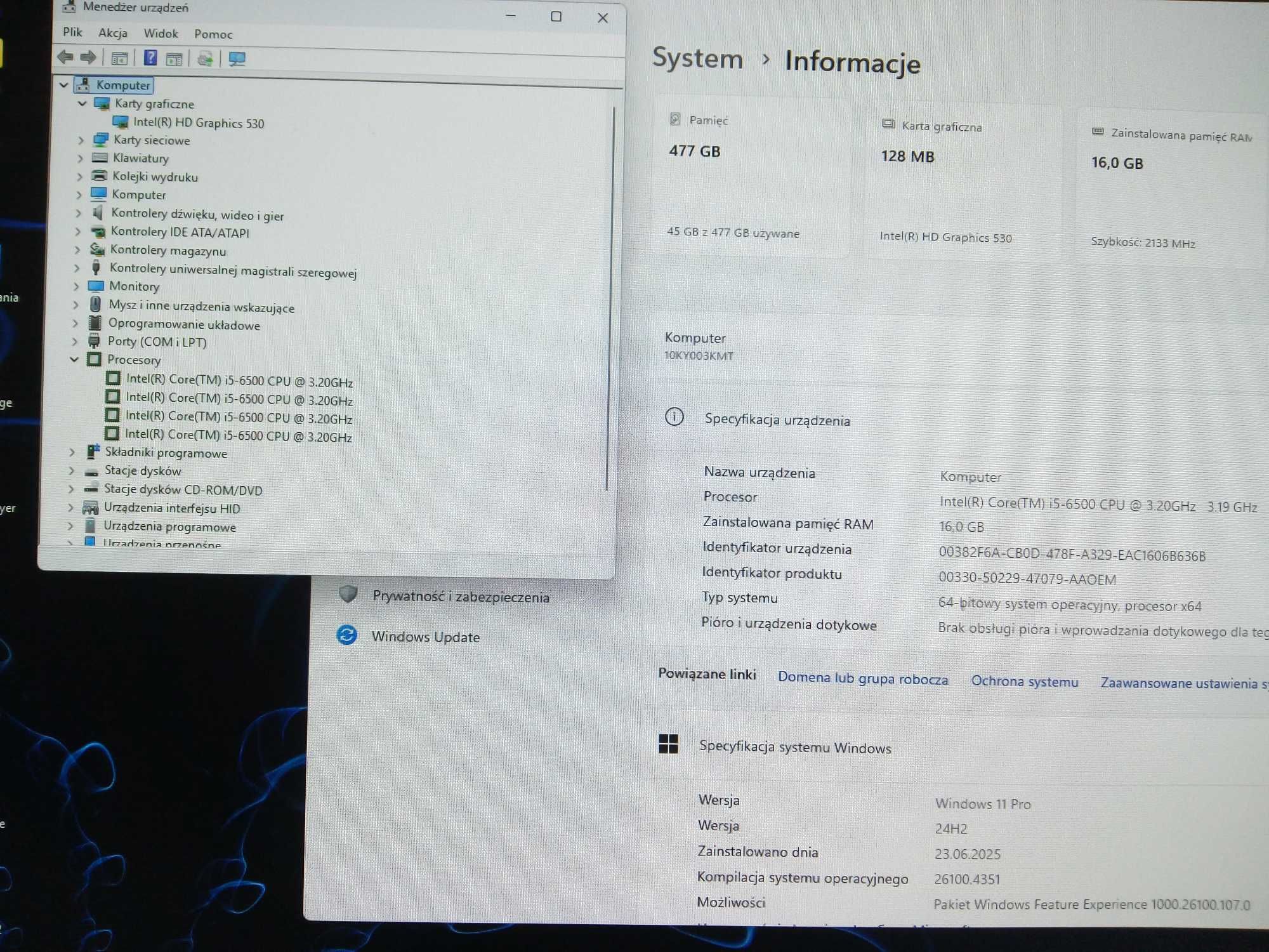 Komputer Do Pracy Lenovo S510 SFF i5 16GB 512 SSD Win11 Gw FV