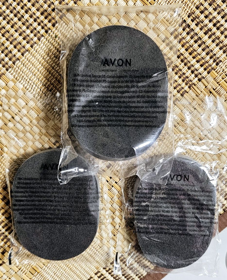 Nowa 4 x Avon Planet Spa, Gąbeczka z węglem do oczyszczania twarzy