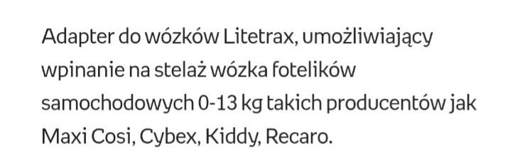 Adaptery do wózka litetrax,mytrax,gondola