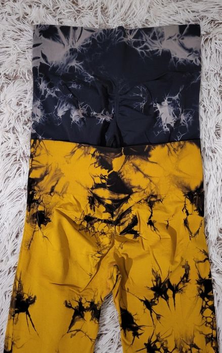 Damskie legginsy modelujące push up tie dye wysoki stan