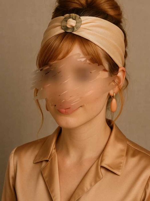 Nowa opaska przepaska handmade welur aksamit brzoskwiniowa