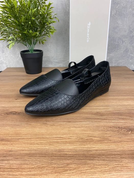 Buty Tamaris r. 39 - czarne eleganckie baleriny damskie