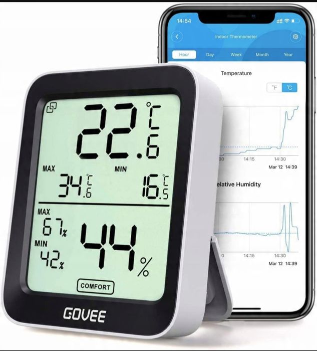 Termometr hydrometr mini LCD bluetooth pamięc