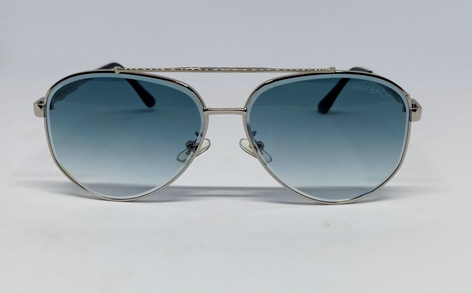 Maybach очки капли мужские серо синий градиент в серебристом металле