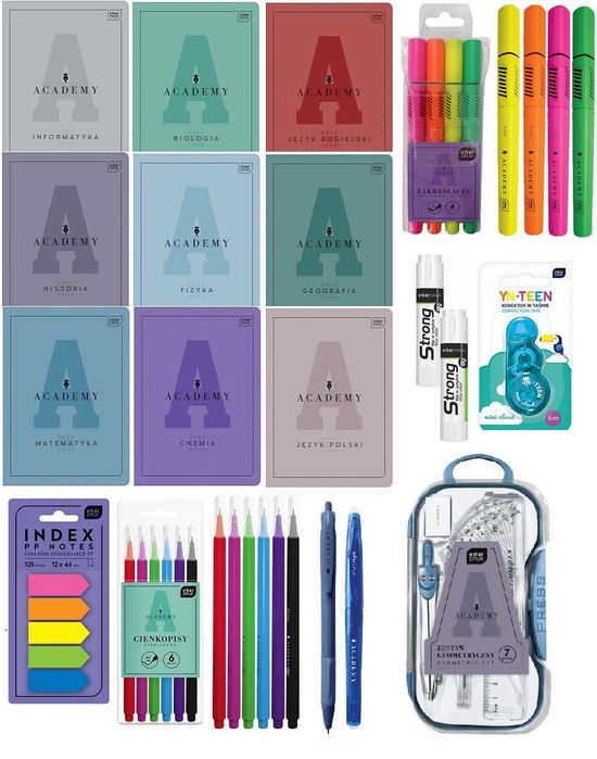 Wyprawka szkolna dla klas 4-8, zeszyty Academy