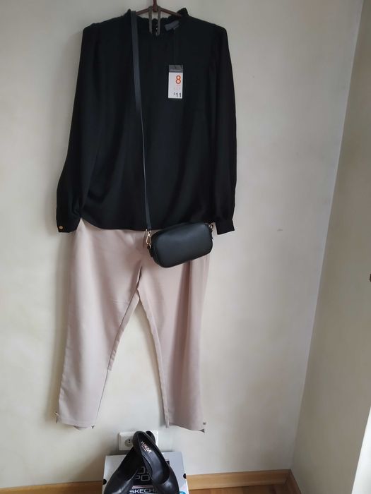 Czarna bluzka koszulowa idealna na Wielkanoc ze stójką nowa r.xs/s