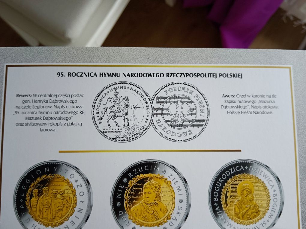 Medal moneta 95 Rocznica Hymnu Narodowego Rzeczypospolitej Polskiej