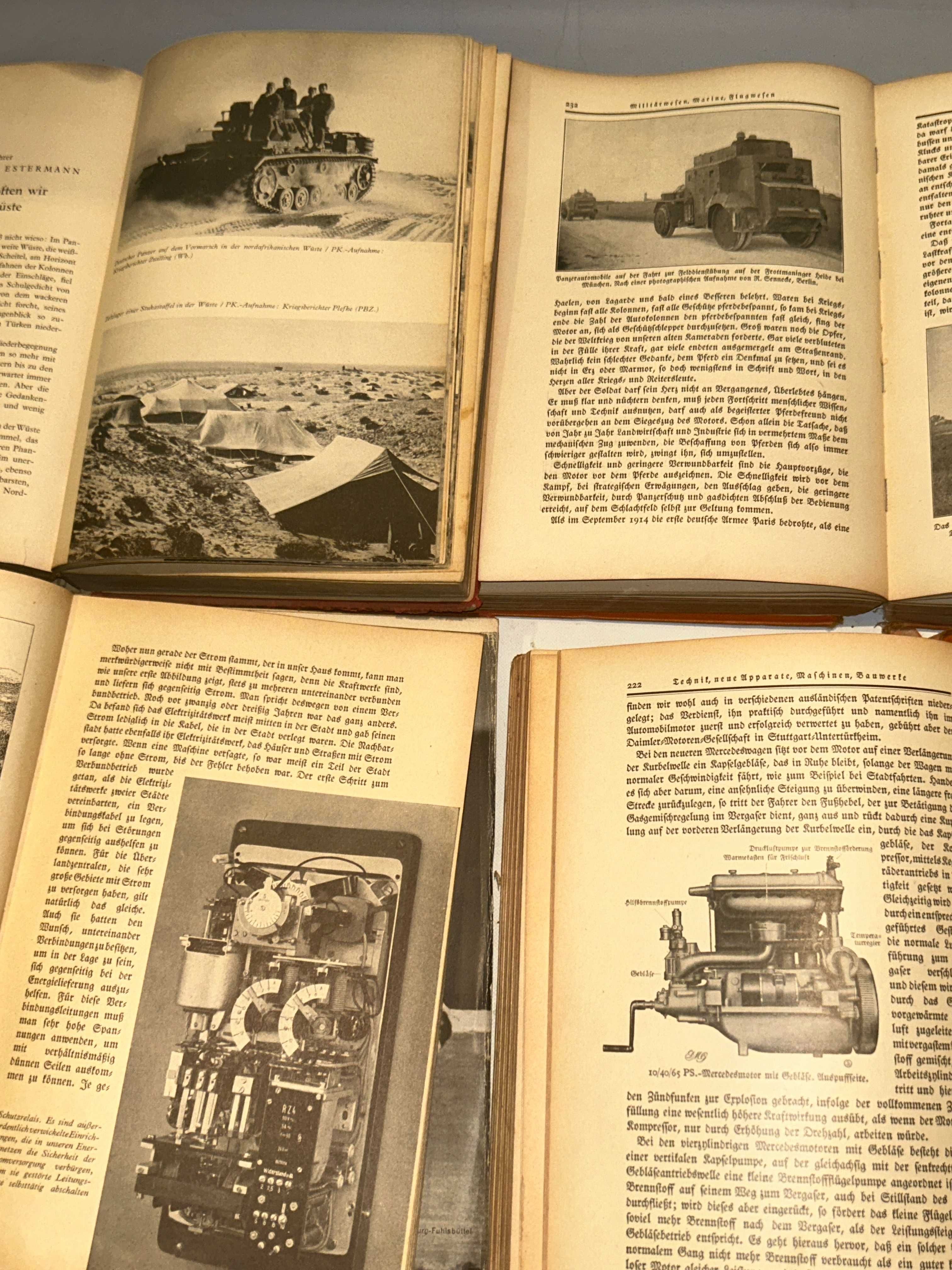4 Stare Niemieckie Książki CZOŁGI,SAMOLOTY,Samochody - lata 40-te