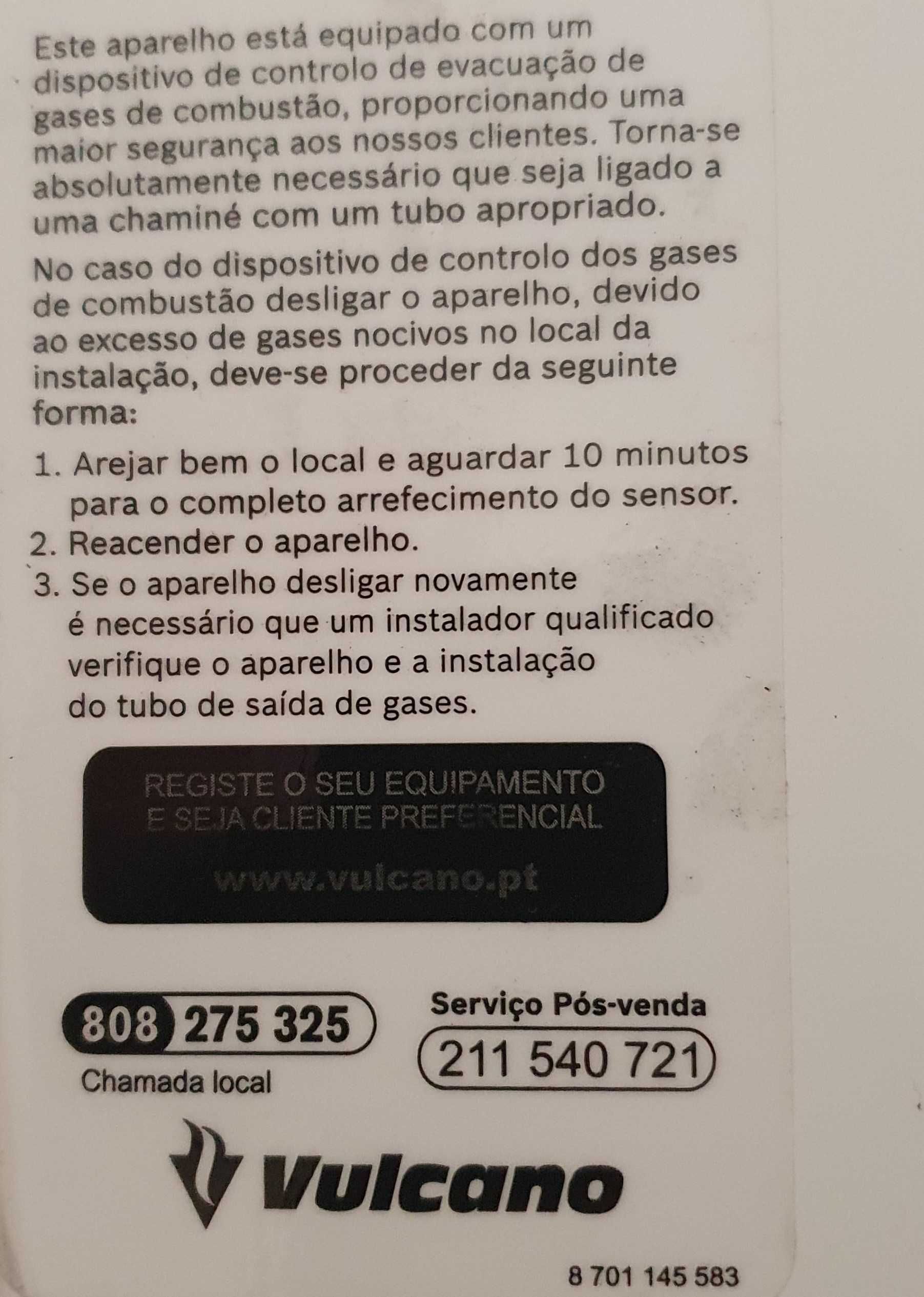 Esquentador inteligente Vulcano Click! - Gás Natural - COMO NOVO