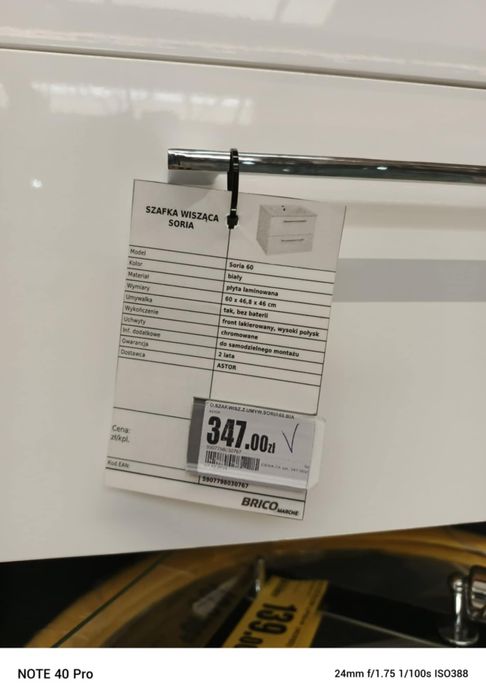 Szafka wisząca z umywalką Soria