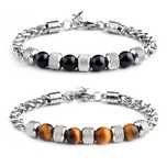 Pulseira Masculina de Pedras - inoxidável