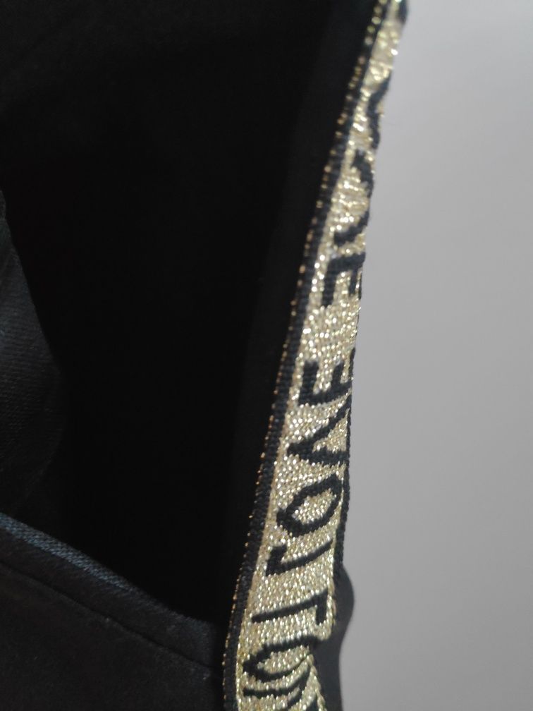Spodnie czarne na gumce casual z lampasem L /XL