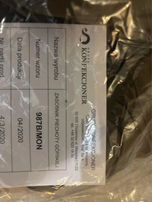 Komplet  plecaków zasobnik piechoty górskiej