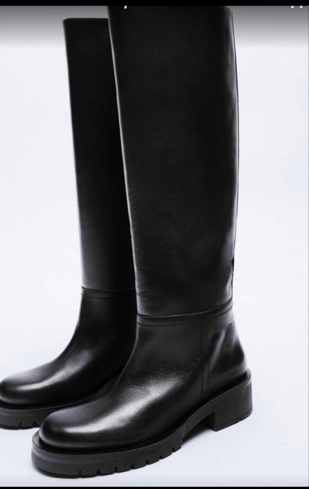 Шкіряні чоботи труби zara